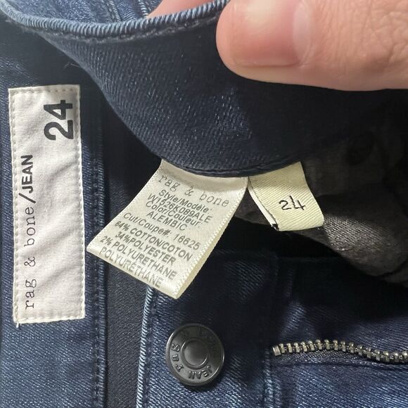 Rag & Bone Ankle Skinny Jeans Womens 24 Dark Wash Raw Hem W1526K089 - Picture 7 of 12